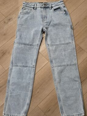 Light Wash Kids Paneled Jeans - Casual Straight Fit